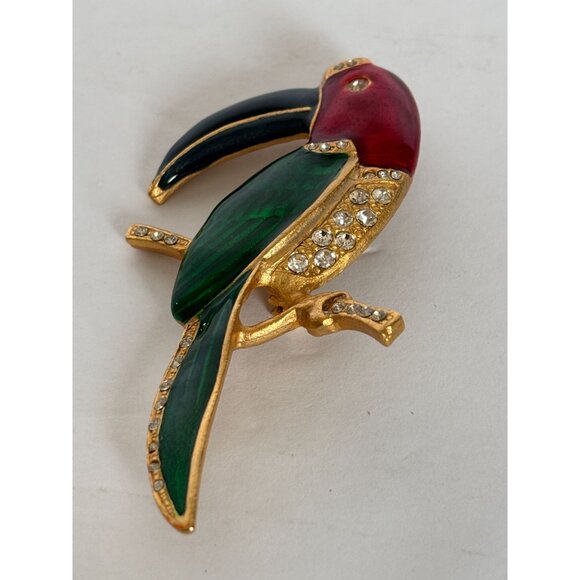 Amanda Smith Brooch Pin Toucan Bird Rhinestone Cruise Tropical Jewelry 3 Inch - Picture 6 of 7